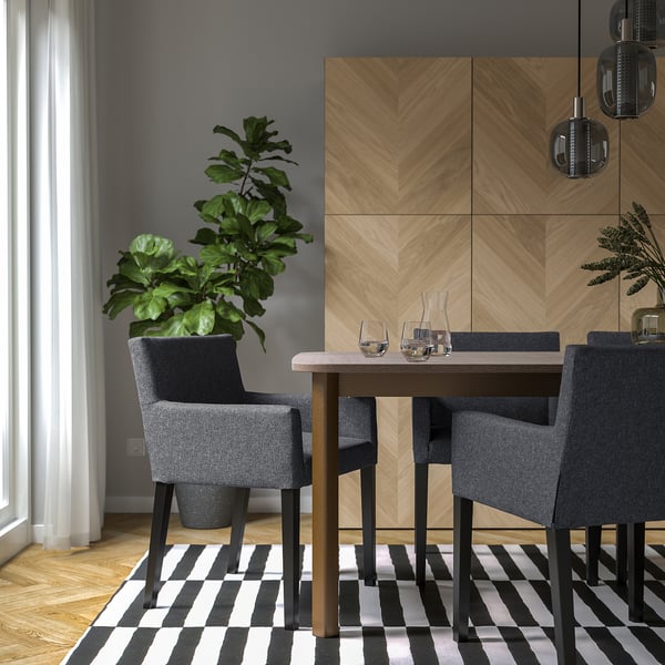 MÅRENÄS Chair with armrests, black/Gunnared dark grey