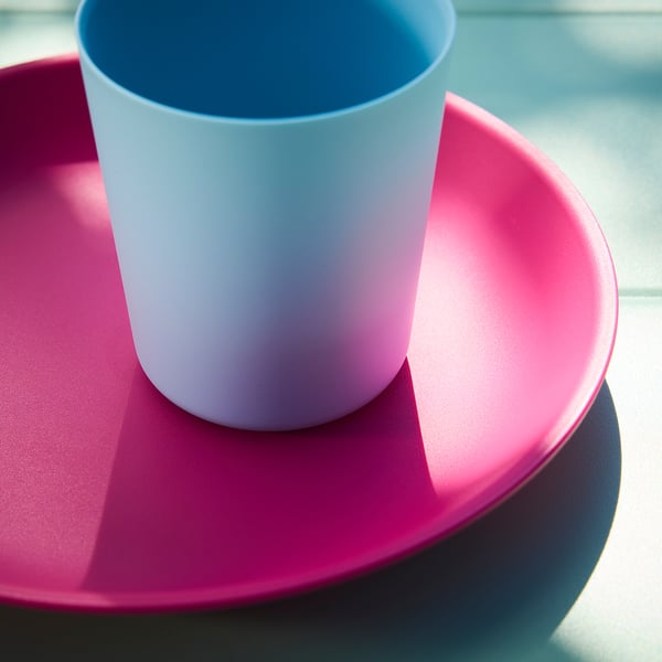 MARULK 21-pieces picnic set, pink/blue