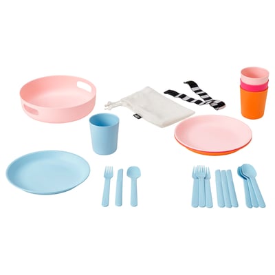 MARULK 21-pieces picnic set, pink/blue