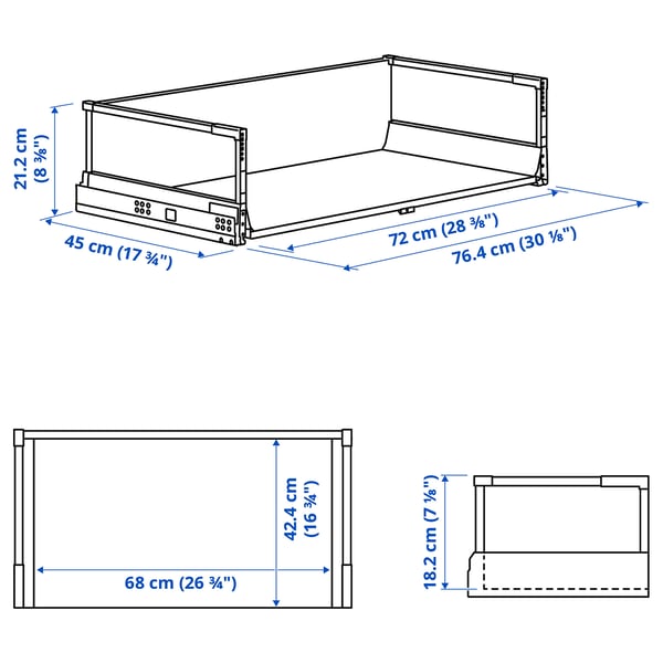 MAXIMERA Drawer, high, white, 80x45 cm