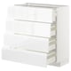 METOD Base cab 4 frnts/4 drawers, white Maximera/Voxtorp high-gloss/white, 80x37x80 cm