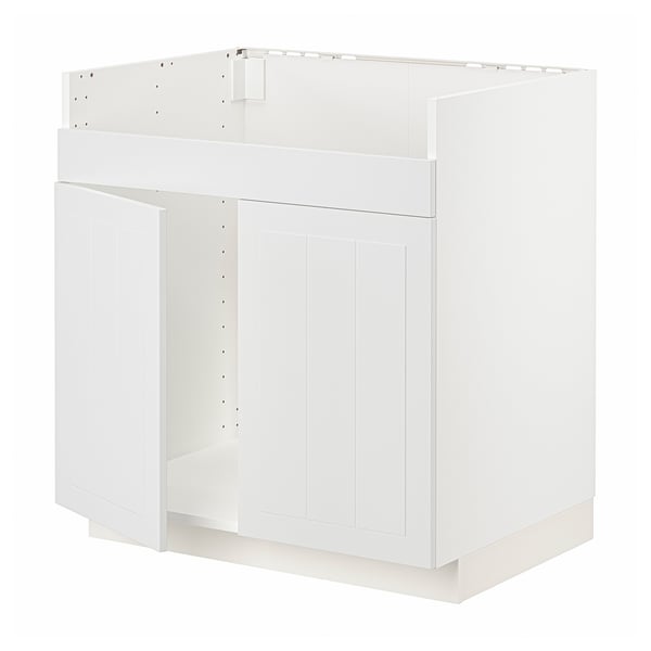 METOD Base cab f HAVSEN double bowl sink, white/Stensund white, 80x60x80 cm