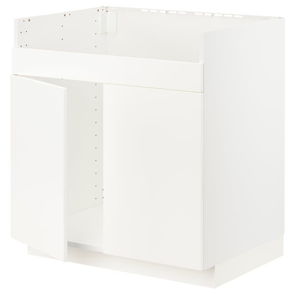 METOD Base cab f HAVSEN double bowl sink, white/Veddinge white, 80x60x80 cm