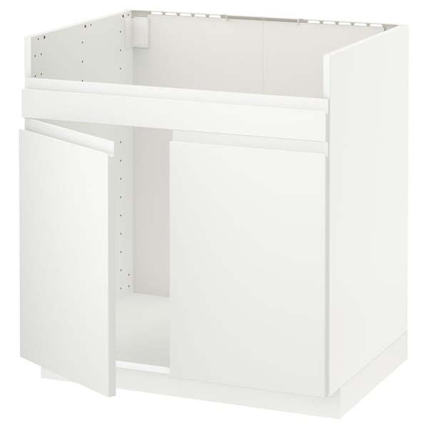 METOD Base cab f HAVSEN double bowl sink, white/Voxtorp matt white, 80x60x80 cm