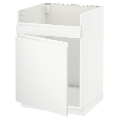 METOD Base cab f HAVSEN single bowl sink, white/Voxtorp matt white, 60x60x80 cm