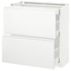 METOD Base cab with 2 fronts/3 drawers, white Maximera/Voxtorp matt white, 80x37x80 cm