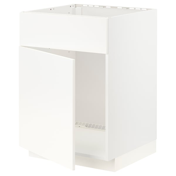 METOD Base cabinet f sink w door/front, white/Veddinge white, 60x60x80 cm