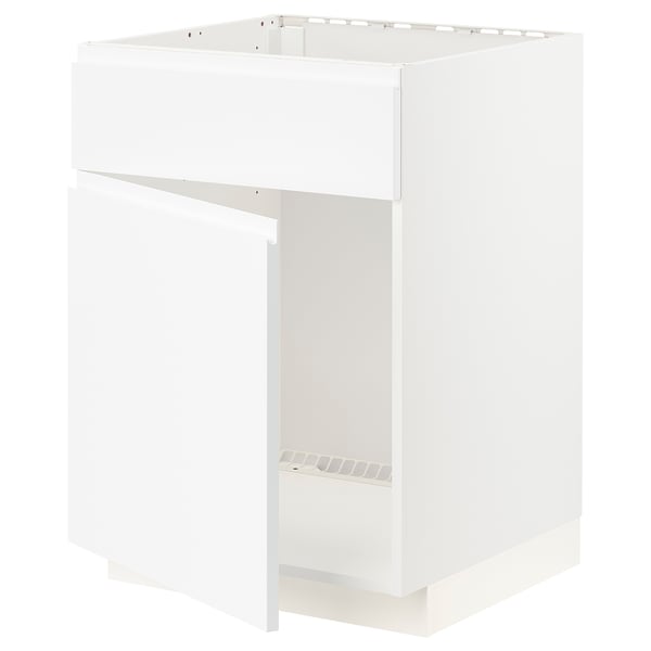 METOD Base cabinet f sink w door/front, white/Voxtorp matt white, 60x60x80 cm