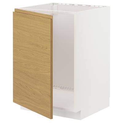METOD kitchen cabinet, white with oak front, rectangular.