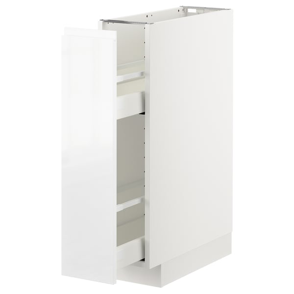 METOD Base cabinet/pull-out int fittings, white/Voxtorp high-gloss/white, 20x60x80 cm