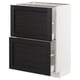 METOD Base cabinet with 2 drawers, white Maximera/Lerhyttan black stained, 60x37x80 cm
