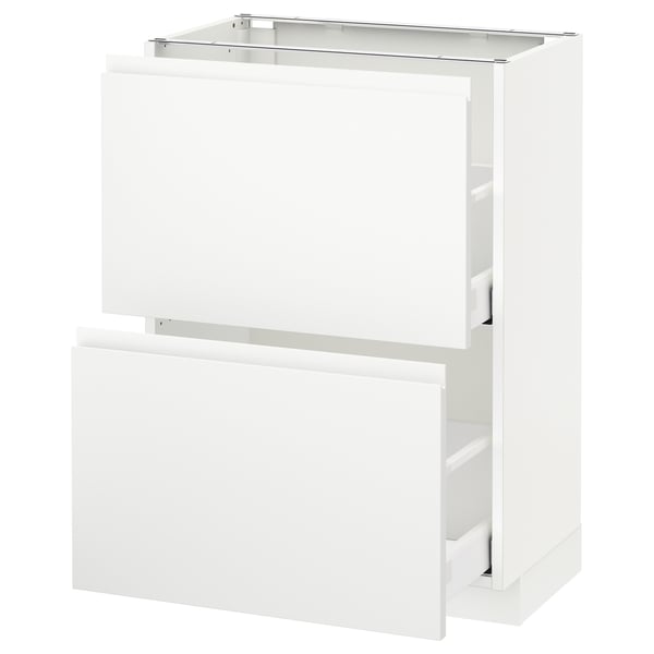 METOD Base cabinet with 2 drawers, white Maximera/Voxtorp matt white, 60x37x80 cm