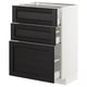 METOD Base cabinet with 3 drawers, white Maximera/Lerhyttan black stained, 60x37x80 cm