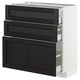 METOD Base cabinet with 3 drawers, white Maximera/Lerhyttan black stained, 80x37x80 cm