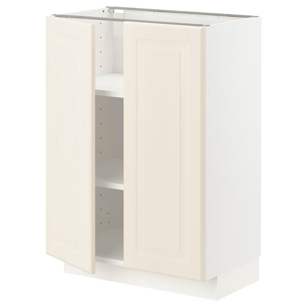 METOD Base cabinet with shelves/2 doors, white/Bodbyn off-white, 60x37x80 cm