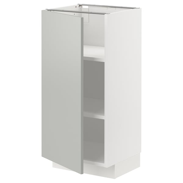 METOD Base cabinet with shelves, white/Havstorp light grey, 40x37x80 cm