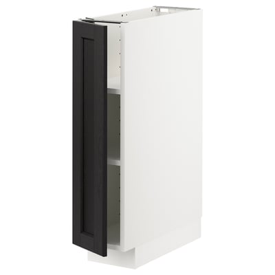 METOD kitchen cabinet, white with black stained door, adjustable shelves, classic design.