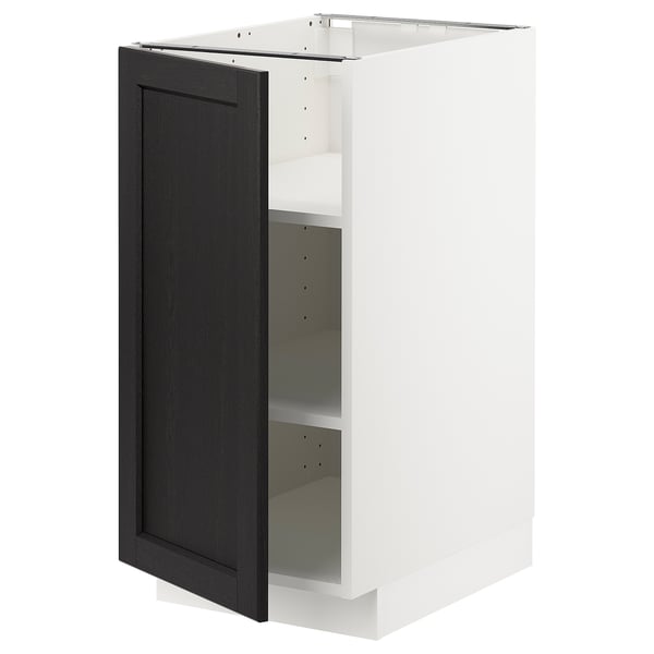 METOD Base cabinet with shelves, white/Lerhyttan black stained, 40x60x80 cm
