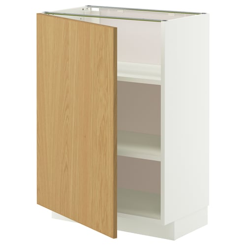 METOD cabinet: white base, oak door, 3 shelves, adjustable. 25-yr guarantee.