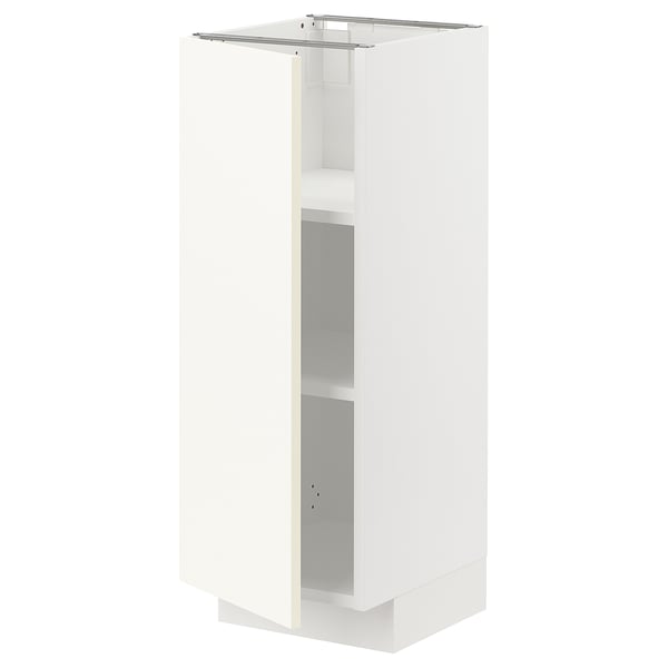 METOD Base cabinet with shelves, white/Vallstena white, 30x37x80 cm