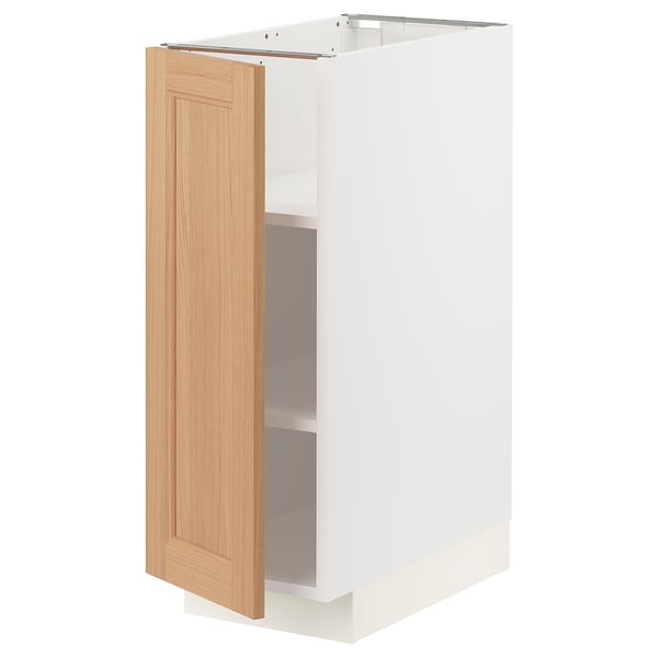 METOD Base cabinet with shelves, white/Vedhamn oak, 30x60x80 cm