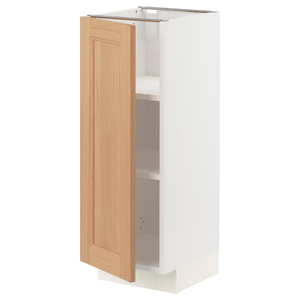 METOD Base cabinet with shelves, white/Vedhamn oak, 30x37x80 cm