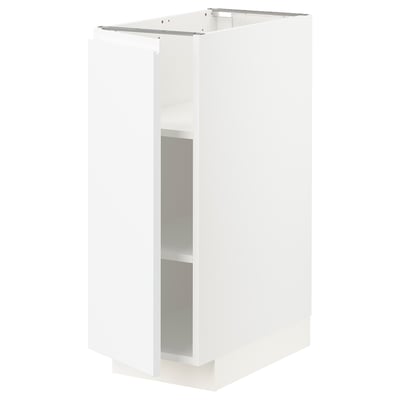 A white METOD kitchen cabinet with a single shelf and open back, designed for versatile kitchen organisation.