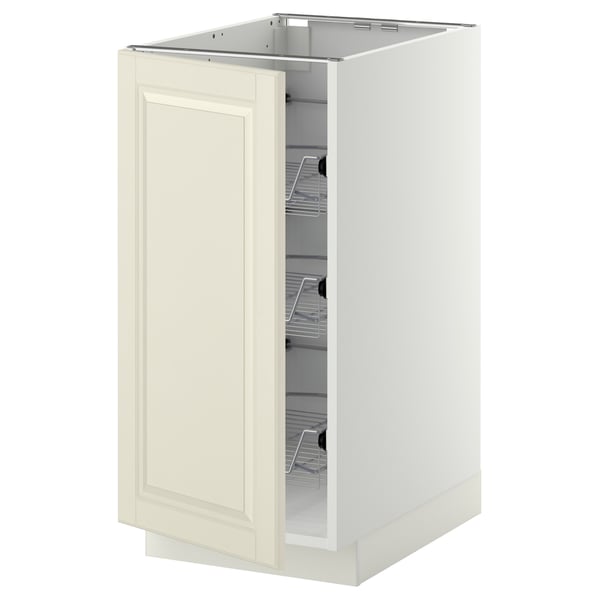 METOD Base cabinet with wire baskets, white/Bodbyn off-white, 40x60x80 cm