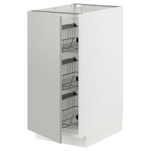 METOD Base cabinet with wire baskets, white/Havstorp light grey, 40x60x80 cm