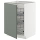 METOD Base cabinet with wire baskets, white/Nickebo matt grey-green, 60x60x80 cm