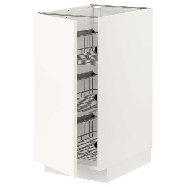 METOD Base cabinet with wire baskets, white/Vallstena white, 40x60x80 cm