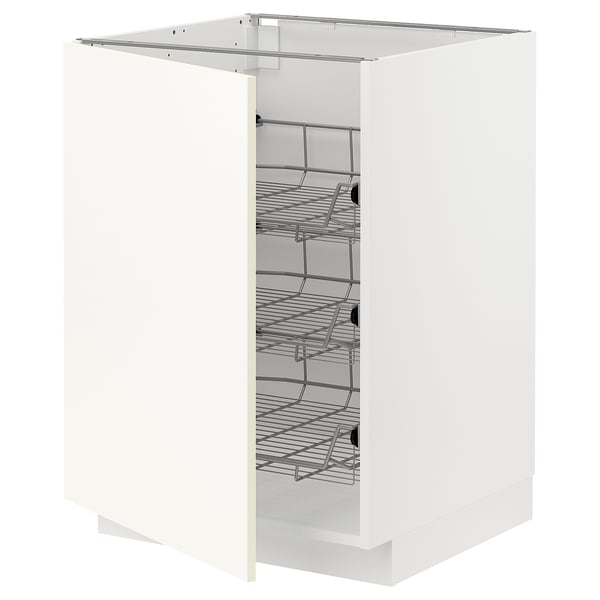 METOD Base cabinet with wire baskets, white/Vallstena white, 60x60x80 cm