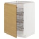 METOD Base cabinet with wire baskets, white/Voxtorp oak effect, 60x60x80 cm