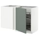 METOD Corner base cab w pull-out fitting, white/Nickebo matt grey-green, 128x68x80 cm