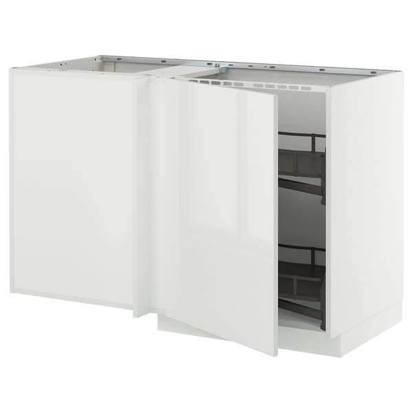 METOD Corner base cab w pull-out fitting, white/Ringhult white, 128x68x80 cm