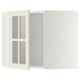 METOD Corner wall cab w shelves/glass dr, white/Bodbyn off-white, 68x37x60 cm