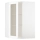 METOD Corner wall cab w shelves/glass dr, white Enköping/white wood effect, 68x37x100 cm