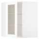 METOD Corner wall cab w shelves/glass dr, white Enköping/white wood effect, 68x37x80 cm