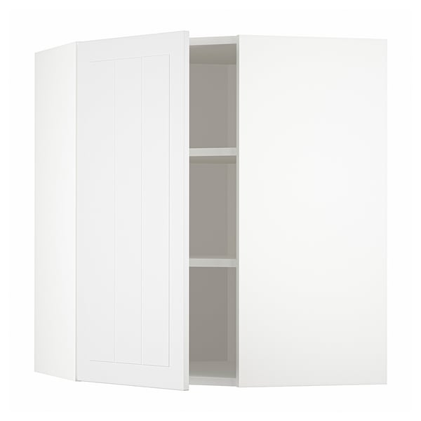 METOD Corner wall cabinet with shelves, white/Stensund white, 68x37x80 cm