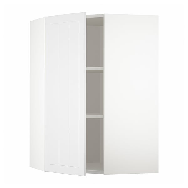 METOD Corner wall cabinet with shelves, white/Stensund white, 68x37x100 cm