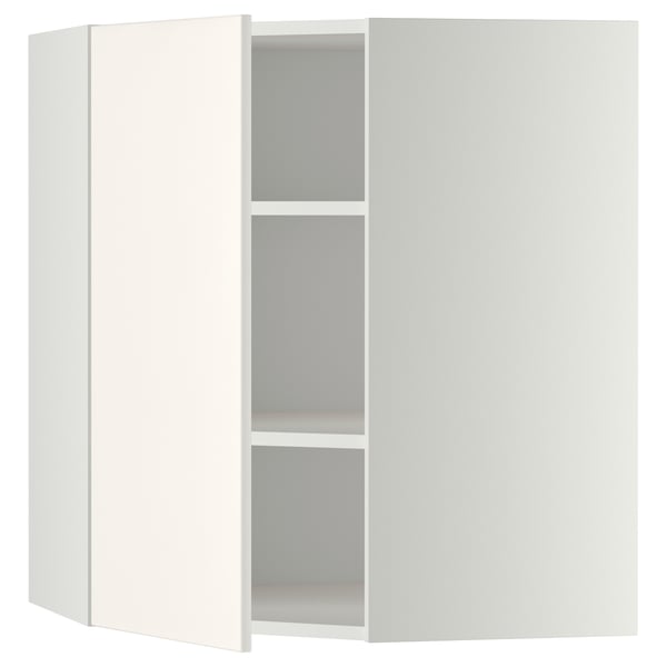 METOD Corner wall cabinet with shelves, white/Veddinge white, 68x37x80 cm