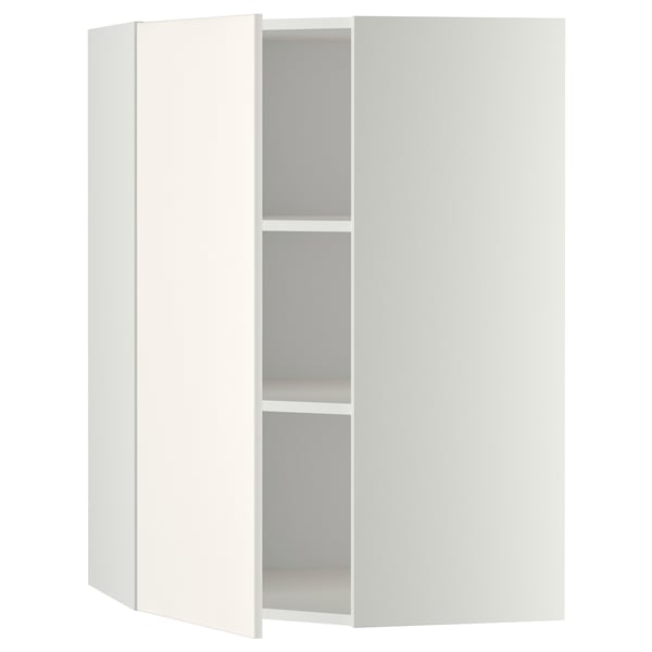 METOD Corner wall cabinet with shelves, white/Veddinge white, 68x37x100 cm
