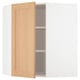 METOD Corner wall cabinet with shelves, white/Vedhamn oak, 68x37x80 cm