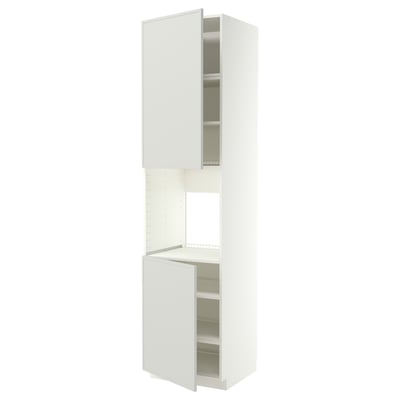 METOD High cab f oven w 2 doors/shelves, white/Aspudden light grey, 60x60x240 cm