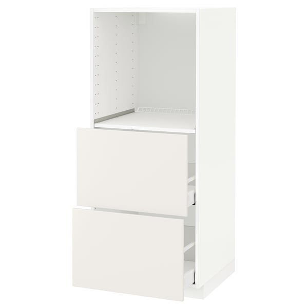 METOD High cabinet w 2 drawers for oven, white Maximera/Veddinge white, 60x60x140 cm
