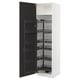 METOD High cabinet with pull-out larder, white/Nickebo matt anthracite, 60x60x220 cm