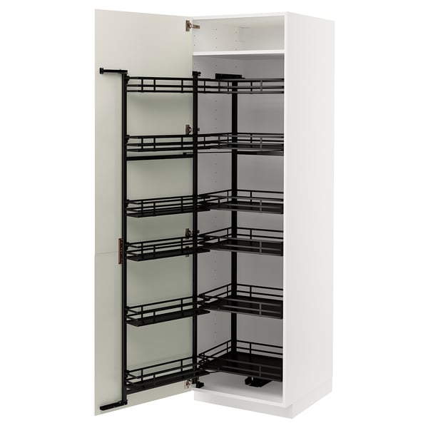 METOD High cabinet with pull-out larder, white/Veddinge white, 60x60x200 cm