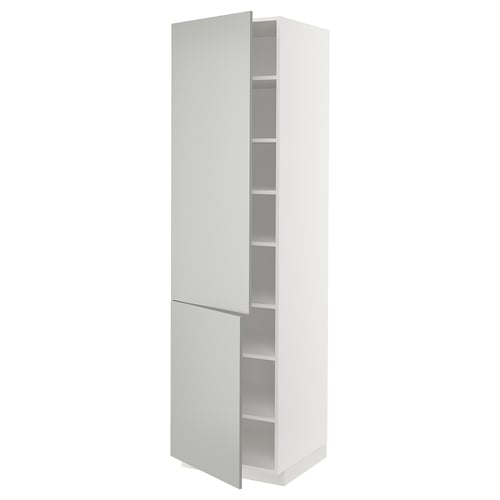 METOD white cabinet, tall, 2 doors, modern clean design, fiberboard & particleboard.