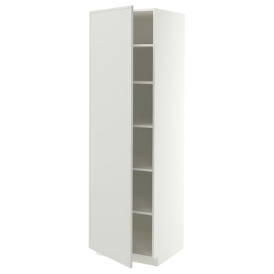 METOD High cabinet with shelves, white/Aspudden light grey, 60x60x200 cm