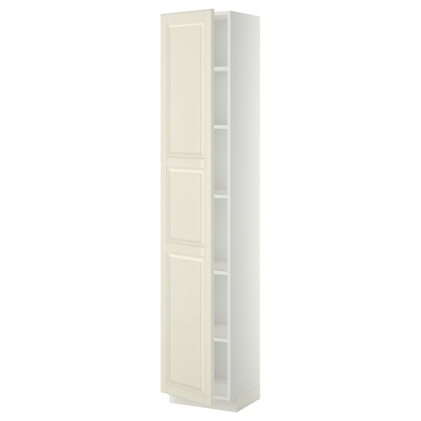METOD High cabinet with shelves, white/Bodbyn off-white, 40x37x200 cm